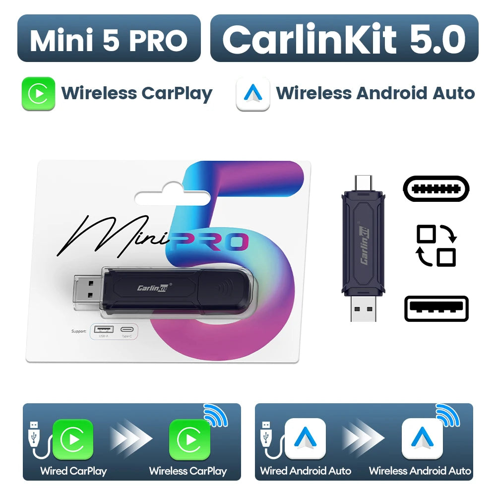 WIRELESS CARPLAY & ANDROID AUTO ADAPTER– PLUG & PLAY iPHONE& ANDROID)