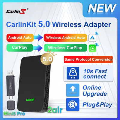 WIRELESS CARPLAY & ANDROID AUTO ADAPTER– PLUG & PLAY iPHONE& ANDROID)